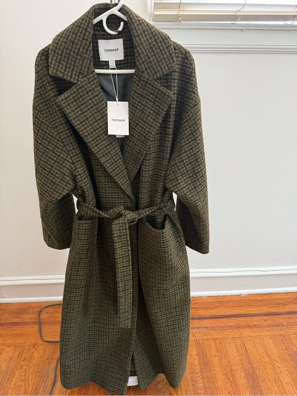 Topshop Olive Wool Blend Coat